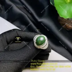 Nhẫn nam Oval ngọc bích Canada, bạc 925 - Ảnh 2