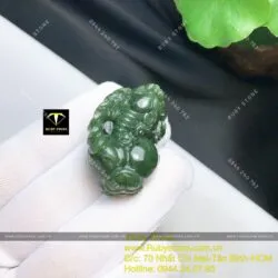 Tỳ hưu ngọc bích Canada chạm trổ tinh xảo màu sẫm, KT 40mm - Ảnh 5
