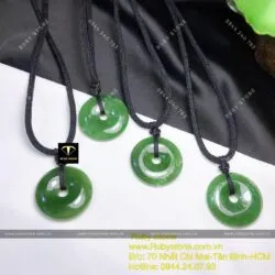 Mặt dây chuyền đồng điếu ngọc bích Canada, ĐK 28mm - Hình ảnh 2