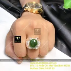 Nhẫn Oval nam ngọc bích Canada, bạc 925 - Ảnh 9