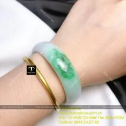 Vòng ngọc cẩm thạch xanh lý táo, ni tay 51mm - Hình ảnh 6