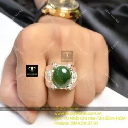 Nhẫn Oval nam ngọc bích Canada, bạc 925 - Ảnh 8