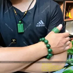 Vòng chuỗi Ngọc bích Canada xanh đậm 18 ly