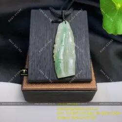 Mặt dây chuyền ngọc Cẩm Thạch (Jadeite A) trúc quân tử, KT 53mm - Ảnh 2