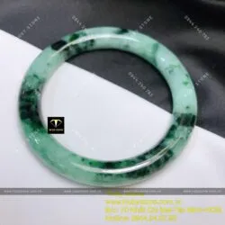 Vòng bản tròn ngọc Cẩm thạch sơn thuỷ xanh lý đen, ni tay 52mm Vòng bản tròn ngọc Cẩm thạch sơn thuỷ xanh lý đen, ni tay 52mm