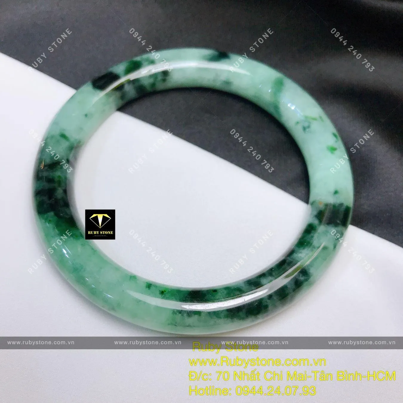 Vòng bản tròn ngọc Cẩm thạch sơn thuỷ xanh lý đen, ni tay 52mm Vòng bản tròn ngọc Cẩm thạch sơn thuỷ xanh lý đen, ni tay 52mm - Ảnh 10