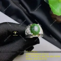 Nhẫn Oval nam ngọc bích Canada, bạc 925 - Ảnh 2