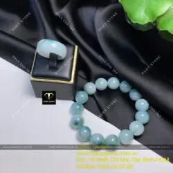 Bộ vòng chuỗi và nhẫn Cẩm thạch phiêu lam hoa