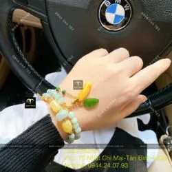 Vòng chuỗi ngọc Cẩm thạch mix Hổ phách mật lạp Vòng chuỗi ngọc Cẩm thạch mix Hổ phách mật lạp