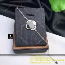 Lắc tay bạc cỏ 4 cánh Ngọc bích đen - Ảnh 4