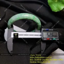 Vòng ngọc cẩm thạch đậu lý xanh, ni tay 53mm - Ảnh 2