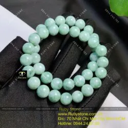 Vòng chuỗi cẩm thạch đậu lý (jadeite A) 10 ly - Ảnh 7