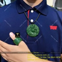 Bộ sản phẩm mặt dây Long-Phụng và nhẫn càn long Rồng Ngọc bích cho nam - Hình ảnh 3