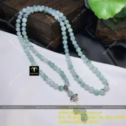 Tràng hạt phật giáo 108 hạt ngọc cẩm thạch phiêu Lam hoa (jadeite A)