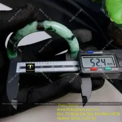 Vòng bản tròn ngọc Cẩm thạch sơn thuỷ xanh lý đen, ni tay 52mm Vòng bản tròn ngọc Cẩm thạch sơn thuỷ xanh lý đen, ni tay 52mm