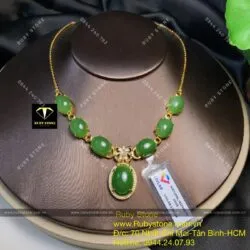 Vòng cổ ngọc bích Canada, vàng 18k - Hình ảnh 3