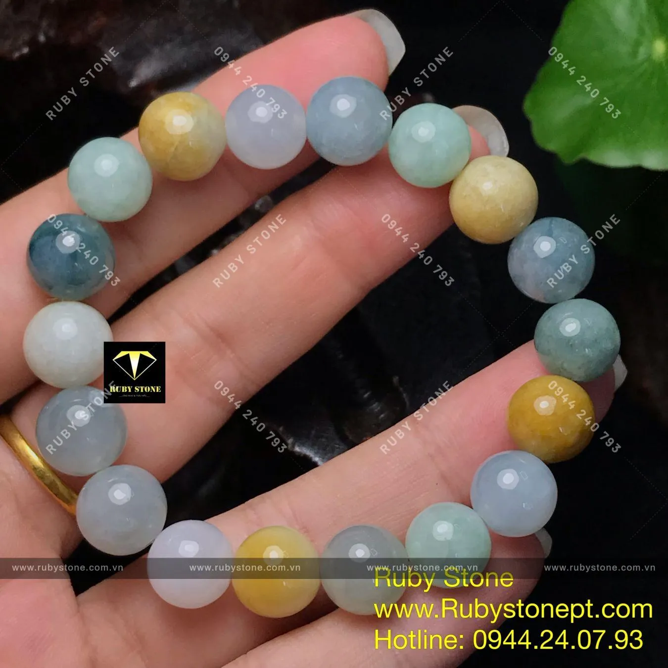 Vòng ngọc Cẩm thạch (jadeite A) nhiều màu 10 ly Vòng ngọc Cẩm thạch (jadeite A) nhiều màu 10 ly - Ảnh 4