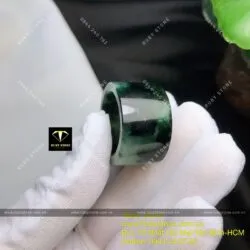 Nhẫn càn long Cẩm thạch sơn thuỷ xanh lý đen - Ảnh 3