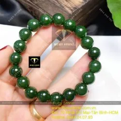 Vòng chuỗi ngọc bích Canada xanh đậm 10 ly