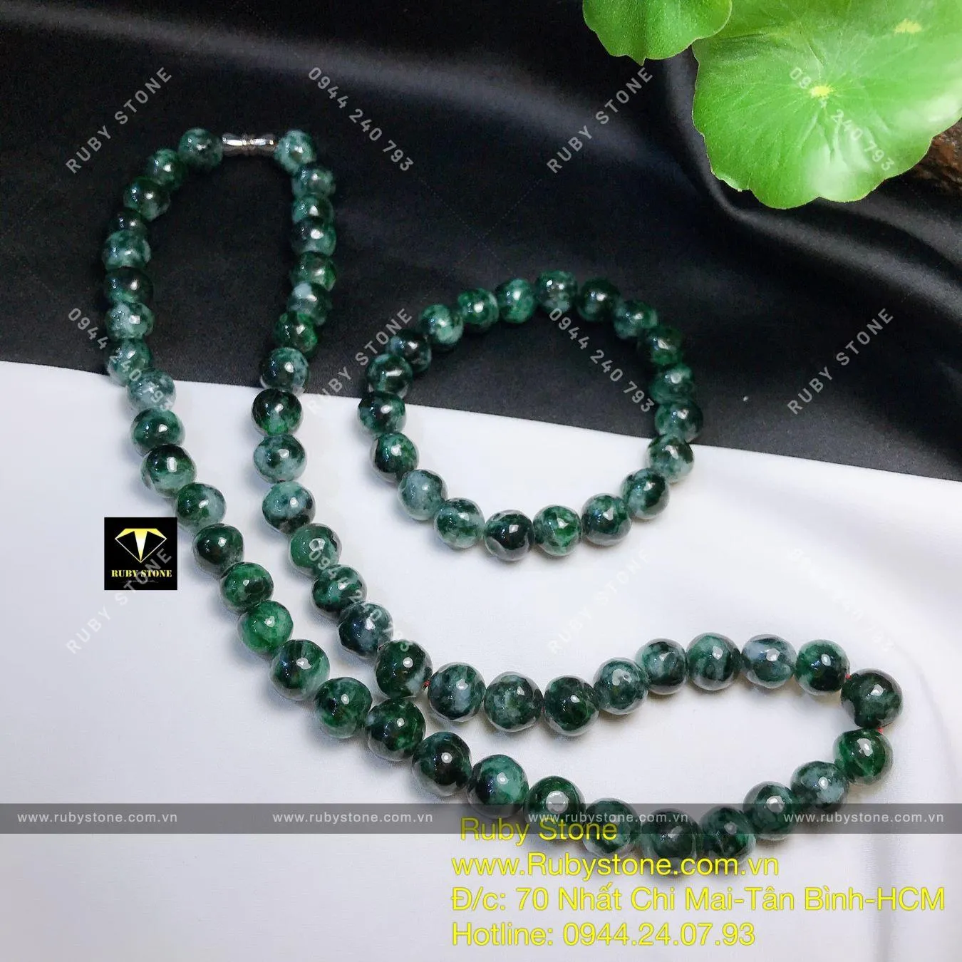 Bộ sản phẩm vòng cổ và vòng tay Cẩm thạch sơn thuỷ (jadeite A) Bộ sản phẩm vòng cổ và vòng tay Cẩm thạch sơn thuỷ (jadeite A) - Ảnh 5