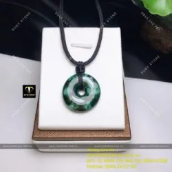 Mặt dây Đồng điếu ngọc Cẩm thạch sơn thuỷ (Jadeite A) - Ảnh 4