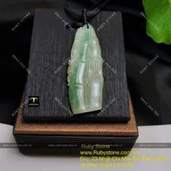 Mặt dây chuyền ngọc Cẩm Thạch (Jadeite A) trúc quân tử, KT 53mm - Ảnh 6