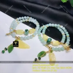 Vòng chuỗi ngọc Cẩm thạch mix Hổ phách mật lạp Vòng chuỗi ngọc Cẩm thạch mix Hổ phách mật lạp