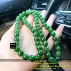 Vòng cổ Ngọc bích 10 ly xanh lá (62 hạt) - Ảnh 5