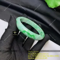 Vòng ngọc cẩm thạch đậu lý xanh, ni tay 53mm - Ảnh 3