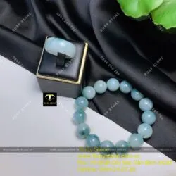 Vòng ngọc Cẩm thạch phiêu lam hoa 13,5mm - Hình ảnh 8