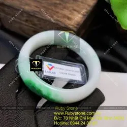 Vòng ngọc cẩm thạch xanh lý táo, ni tay 51mm - Hình ảnh 10