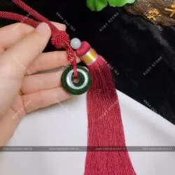 Đồng điếu bình an ngọc bích treo xe