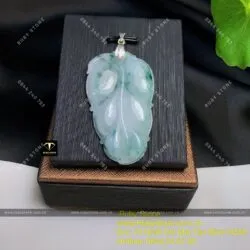 Mặt dây chuyền chiếc lá ngọc Cẩm Thạch (Jadeite A), KT 50mm - Ảnh 3