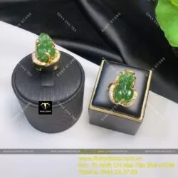 Nhẫn tỳ hưu Ngọc bích Canada, vàng 18k - Ảnh 5