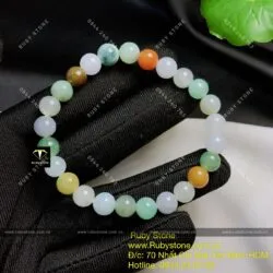 Vòng chuỗi ngọc Cẩm thạch (Jadeite A) nhiều màu 7,3 ly - Hình ảnh 5