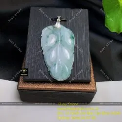 Mặt dây chuyền chiếc lá ngọc Cẩm Thạch (Jadeite A), KT 50mm - Ảnh 2