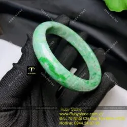 Vòng ngọc cẩm thạch đậu lý xanh, ni tay 53mm - Ảnh 9