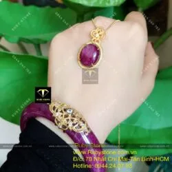 Mặt dây chuyền Ruby Nam Phi, vàng 18k