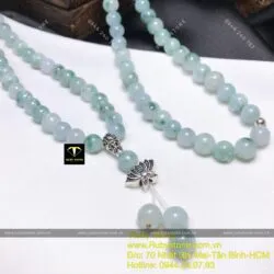 Tràng hạt phật giáo 108 hạt ngọc cẩm thạch phiêu Lam hoa (jadeite A) - Ảnh 6