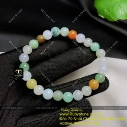 Vòng chuỗi ngọc Cẩm thạch (Jadeite A) nhiều màu 7,3 ly - Hình ảnh 6