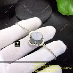 Lắc tay bạc cỏ 4 cánh Ngọc bích đen - Ảnh 7