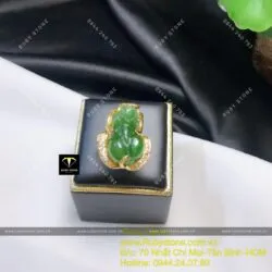 Nhẫn tỳ hưu Ngọc bích Canada, vàng 18k - Ảnh 2