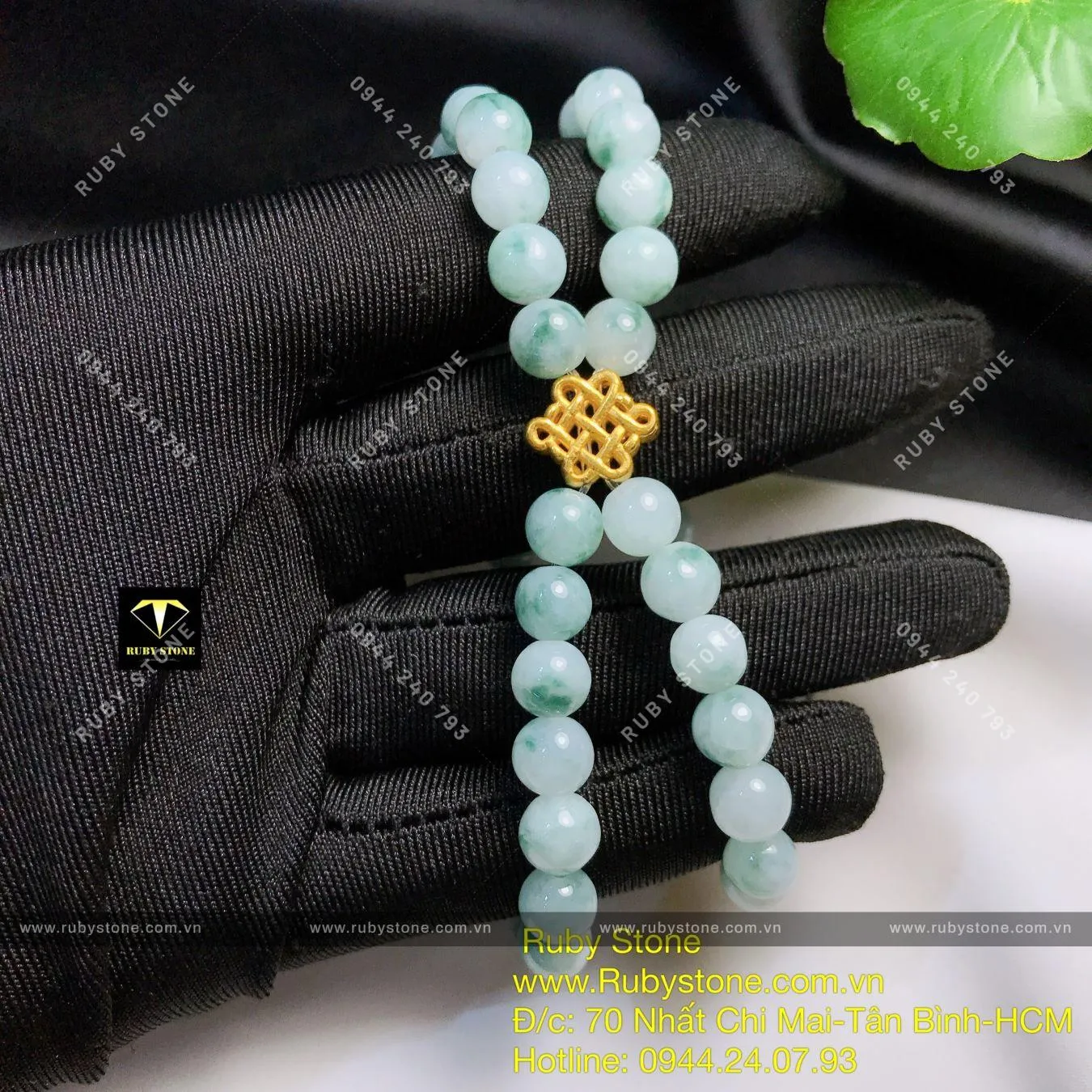 Vòng chuỗi Cẩm thạch (jadeite A) mix charm vàng 24k Vòng chuỗi Cẩm thạch (jadeite A) mix charm vàng 24k - Ảnh 7