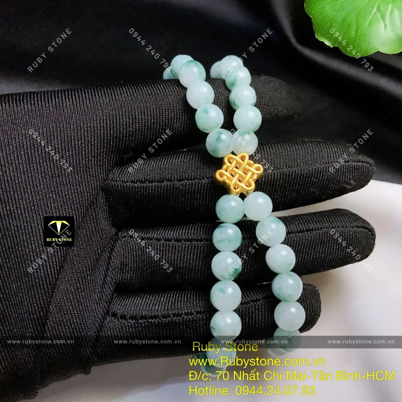 Vòng chuỗi Cẩm thạch (jadeite A) mix charm vàng 24k Vòng chuỗi Cẩm thạch (jadeite A) mix charm vàng 24k - Ảnh 4