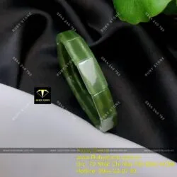 Vòng tay ngọc bích Nga (Russian Nephrite) bản mảnh - Ảnh 5