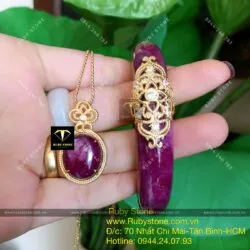 Mặt dây chuyền Ruby Nam Phi, vàng 18k - Hình ảnh 6
