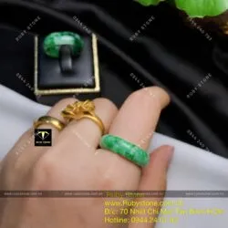 Nhẫn ngọc Cẩm thạch sơn thuỷ (jadeite A) - Ảnh 5