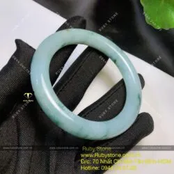 Vòng ngọc Cẩm thạch phiêu lam hoa, ni tay 54mm (Gia công theo yêu cầu) - Hình ảnh 4