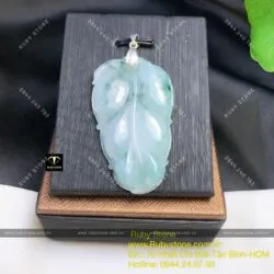 Mặt dây chuyền chiếc lá ngọc Cẩm Thạch (Jadeite A), KT 50mm - Ảnh 8