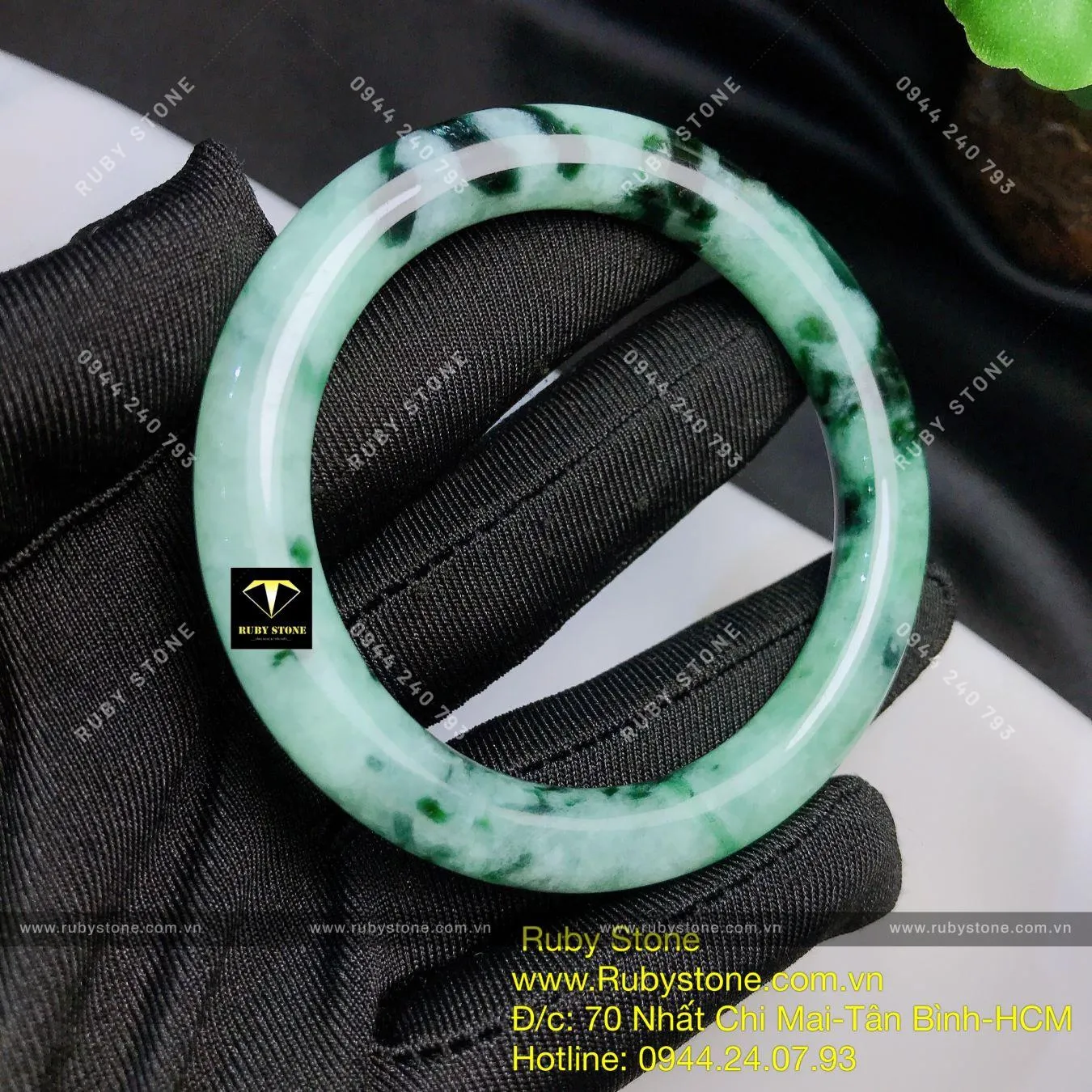 Vòng bản tròn ngọc Cẩm thạch sơn thuỷ xanh lý đen, ni tay 52mm Vòng bản tròn ngọc Cẩm thạch sơn thuỷ xanh lý đen, ni tay 52mm - Ảnh 6